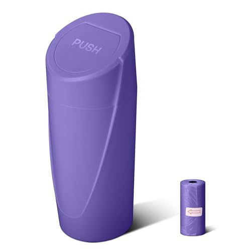 Car Trash Can Bin with Lid - Car Garbage Can Cup Holder - Purple Mini Leakproof Vehicle Garbage Bin with 20pcs Trash Bags-Automotive Organizers and Storage for Front Back Seat Accessories - color: Purple
