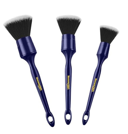 YeewayVeh Car Detailing Brush Set, 3PCS Ultra Soft and Thick No Scratch Detail Brush for Car Dashboard Air Vents Leather Seat Dusting and Cleaning, Auto Interior Exterior Detail Brushes Car Detailing - color: Indigo/Black
