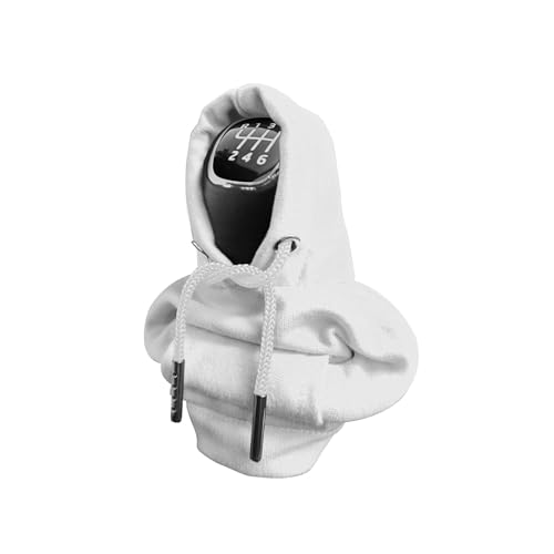 Car Shift Gear Cover, Fashionable Sweater Hoodie Auto Gear Shift Knob Protector, Funny Gear Shift Hoodie for Knob Cover Gift, Universal Auto Interior Accessories Fit Most Cars - color: White, size: 1 Piece