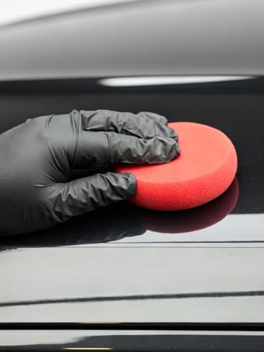 Foam Applicator Pads, SPTA 4 Inch Round Shape Side Pressing Hand Polishing Red Sponge Pads Kit Detailing Buffing Pads for Waxing Polishing Paint Ceramic Glass Cleaning, Pack of 10 -HPWR10 - color: 10pcs Foam Applicator Pads 2