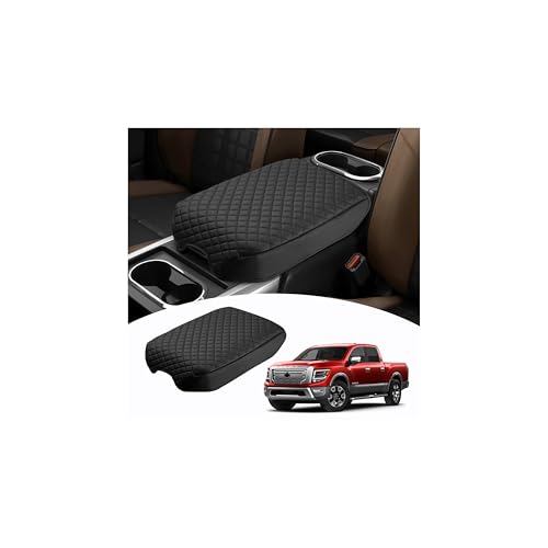 Shademax Center Console Cover for Nissan Titan 2016-2024 Accessories Armrest Cover Cushion Pad Leather Middle Console Cover Car Armrest Seat Box Console Lids Protector (Only for Bucket Seat Console) - size: Size for Nissan Titan 2016-2024