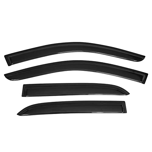 IKON MOTORSPORTS, Window Visor Compatible With 2003-2007 Honda Accord, Slim Style Acrylic Smoke Tinted & Semi-Transparent 4PCS Sun Rain Shade Guard Wind Vent Air Deflector, 2004 2005 2006 - color: Slim Style Smoke/Tinted