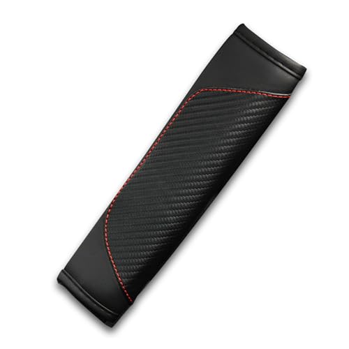 2PCS Car Seat Belt Cover, Carbon Fiber Safety Seatbelt Shoulder Strap Covers, Breathable Leather Soft Harness Pad for Car Interior Accessories (Black) - color: Black