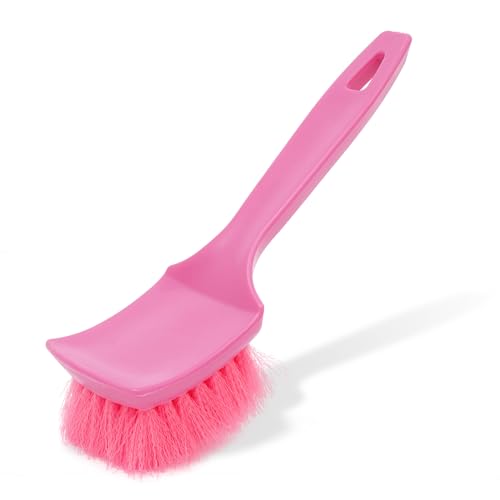Carpet Brush, Anti-Deformation Medium Soft Nylon Bristles, Scratch-Free High Toughness Pink Scrub Brush for Car Interior Detailing, Upholstery, Leather Seats, Floor Mats, Tires & Home
