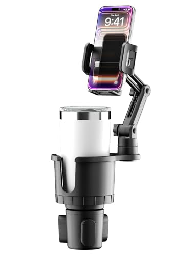 Bracketron Cup Holder Phone Mount for Car - TripGrip 2-in-1 Expandable Phone Holder with 360° Rotation & Ultra Stable Folding Support Legs, Fits Devices up to 3.5"