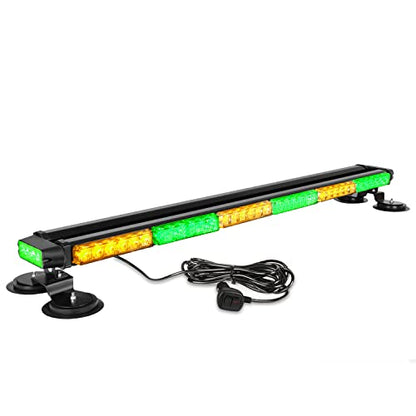ASPL 38.5" 78 LED Strobe Light Bar Double Side Flashing High Intensity Emergency Warning Flash Strobe Light with Magnetic Base for Safety Construction Vehicles Tow Trucks Pickup (Amber/Green) - color: Amber/Green