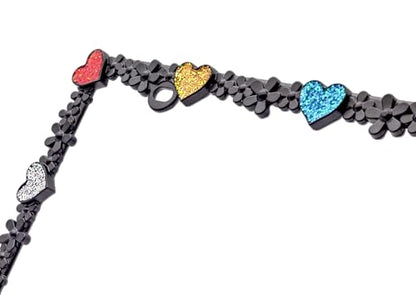 Creathome 3D Shining Daisy Heart License Plate Frame from Pure Zinc Alloy Metal Perfect Plate Holder, Matt Black with Colorful Glitter, Luminously Heart - color: Matt Black with Colorful Glitter, Luminously Heart