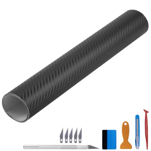 LZLRUN Free Tool Kit 3D Carbon Fiber Vinyl Tape for Black Out Chrome Delete Window Trim Door Trim Universal Chrome Black Dry Carbon Fiber Detailing Tape Overlay Wrap (4Feet x 10Feet) - color: 3d Carbon Fiber, size: 4Feet x 10Feet