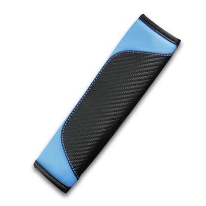 2PCS Car Seat Belt Cover, Carbon Fiber Safety Seatbelt Shoulder Strap Covers, Breathable Leather Soft Harness Pad for Car Interior Accessories (Black/Blue) - color: Black/Blue