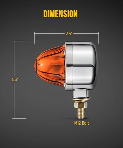 Partsam 1x Glass Watermelon Light Single-Face Amber LED Turn Signal Marker Light, Zinc Alloy Housing Amber Lens Post Mount for Peterbilt Freightliner Semi Truck Trailer, 10-30V - color: AmberLensAmberLights