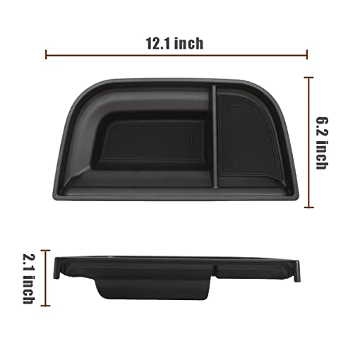 Muslogy Dashboard Storage Organizer Tray Compatible with Ford Maverick 2024 2022-2023 & Hybrid XL XLT Lariat Accessories Dash Insert Tray Behind Screen Won't Fit 2025 Maverick (Black) - size: Dashboard Storage Tray (2022-2024)