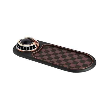 Car Dash Anti-Slip Pad, 3-in-1 Rotatable Dash Non-Slip Mat with Phone Holder & Temporary Parking Number, Multifunctional Dashboard Grip Mat for Key Gadgets, Universal Fit (Brown/Gold) - color: Brown/Gold