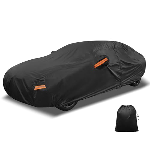 X AUTOHAUX Car Cover for BMW 3 Series 2013-2025 Aluminum Film Outdoor Waterproof Sun Rain Snow Hail Protection with Driver Door Zipper - size: for BMW 3 Series 2013-2024