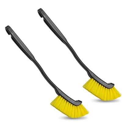 Car Wheel Cleaning Brush, 12'' Hard Bristle Auto Tire Gap Scrub Brush with Long Handle, Multifunctional Vehicle Interior Crevice Detailing Tool for Home and Hard to Reach Areas(2PCS) - size: 2PCS