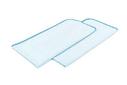 The Rag Company Dry Me A River, Professional Korean 70/30 Blend Microfiber Waffle-Weave Drying & Detailing Towels, Soft Suede Edges, 390 GSM, 20x40 Inches, Light Blue, 2-Pack - color: Light Blue, size: 20in X 40in