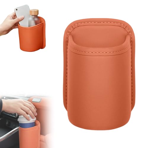 Universal Leather Car Door Cup Holder Trash Can, Leakproof Car Trash Bin,Multifunctional Back Seat Car Organizer for Hold Phones, Snacks, Drinks (Orange) - color: Orange