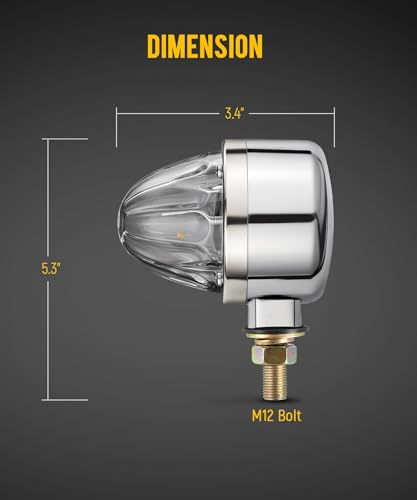 Partsam 1x Glass Watermelon Light Single-Face Amber LED Turn Signal Marker Light, Zinc Alloy Housing Clear Lens Post Mount for Peterbilt Freightliner Semi Truck Trailer, 10-30V - color: ClearLensAmberLights