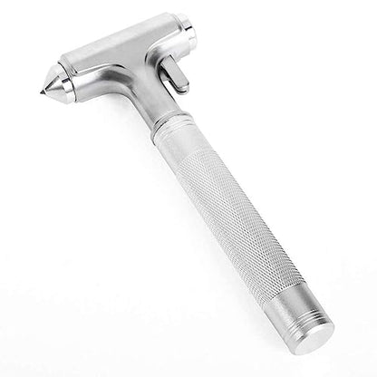 MOTORBUDDY Car Safety Hammer, Fireproof Metal Emergency Escape Hammer with Hard Alloy Head Window Breaker and Seat Belt Cutter, Aluminium Alloy Emergency Escape Tool for Car Accidents - color: Silver