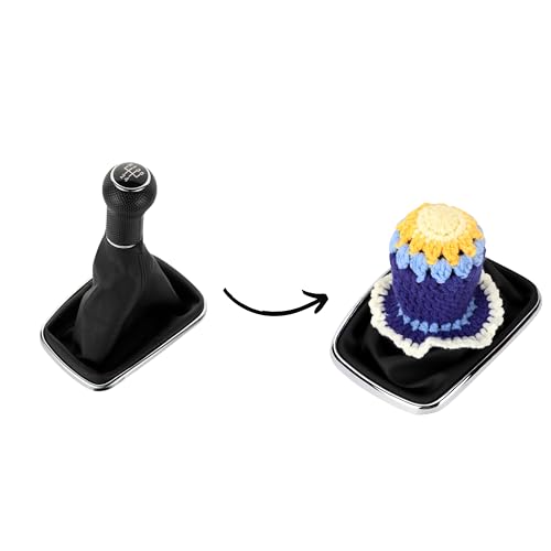 Crochet Shift Knob Cover, Universal Cute Handmade Sunflower Boho Car Accessories for Women, Car Shift Boots Knobs Cover Automotive Interior Fits Car Truck SUV (69#SC) - color: 69#SC