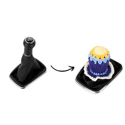 Crochet Shift Knob Cover, Universal Cute Handmade Sunflower Boho Car Accessories for Women, Car Shift Boots Knobs Cover Automotive Interior Fits Car Truck SUV (69#SC) - color: 69#SC