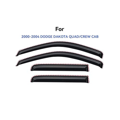 in-Channel Window Visors Rain Guards for 2000-2004 Dodge Dakota Quad/Crew Cab, Window Vent Wind Deflectors Visors Shades for 00 01 02 03 04 Dakota - size: 2000-2004 Dodge Dakota Crew/Quad Cab