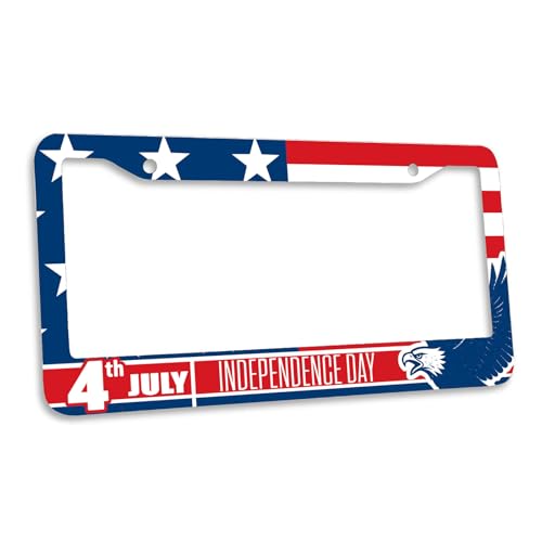 American Flag License Plate Frame Eagle Patriotic USA 4th of July Personalise Stainless Steel Funny Design Compatible with Standard License Plate Holder for USA and Canada 6.3 x 12.2 in - color: American Flag, size: 6.3 X 12.2 In-1PC