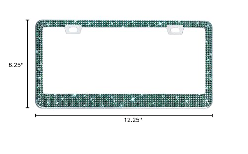 Bling Rhinestone License Plate Frame for Women, Sparkly License Plate Frames| Stainless Steel Frames & Over 1200 pcs Finest 14 Facets Glass Crystals Premium Diamond(Green) - color: Green