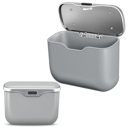 Car Trash Can with Lid, Leakproof Auto Garbage Bin, Waterproof Car Trash Bag Holder with PU Leather Top for Back of Seat/Door, Fit for SUVs, Sedans, Trucks Grey - color: Grey
