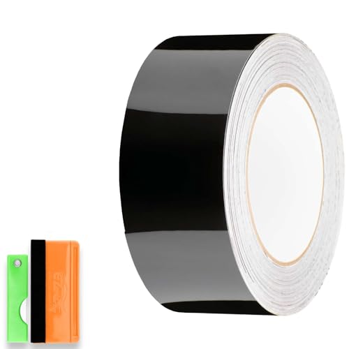 2 in x 50 FT Gloss Black Vinyl Wrap Kit Sticker Decal for Black Out Chrome Remove Window Trim Door Trim Self-Adhesive Air Release Waterproof and Scratch DIY - color: Gloss Black, size: 2 in x 50 FT