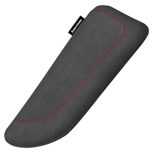 Italian Alcantara Style Fur Car Elbow Rest Pad - Universal Armrest & Knee Cushion - Thigh Support Comfort Pillow - color: Red Line Left