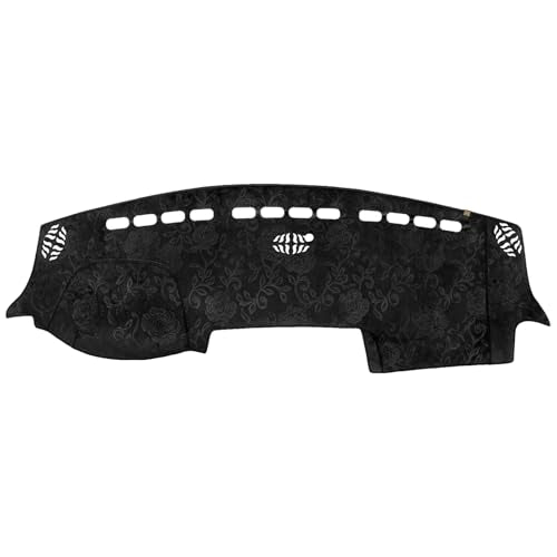 Dashboard Cover Dash Mat Fit for 2024-2019 Do-dge Ram 1500 2500 3500 (Without HUD Models),Car Dash Board Mat Anti-Glare Carpet,Non-Slip Pad Sunshield Protector (Flannel) - color: Black Embossed, size: Fit 19-24 Ram 1500/2500/3500