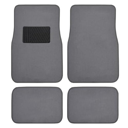 BDK Premium Medium Gray Carpet Floor Mats for Cars - Universal Fit Interior 4-Piece Car Mats Full Set with Vinyl Heel Pad Protector - Cute Car Accessories Interior Floor Covers for SUVs & Trucks