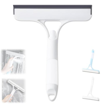3 in 1 Window Cleaning Scraper, Cleaner Window Squeegee with Sprayer, Squeegee and Scrubber Spray Bottle Window Squeegee for Shower Glass, Mirrors, Car and Home,All-Purpose Window Cleaner Tool(White) - color: White