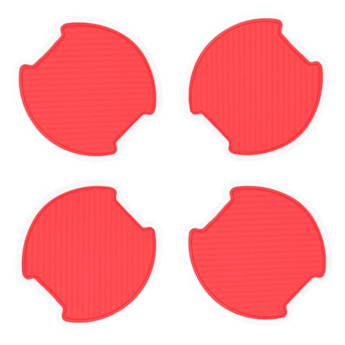 4Pcs Universal 3D Carbon Fiber Car Door Handle Paint Scratch Protector Sticker Auto Door Handle Cups Protective Pad(L-Red) - color: Red, size: Large