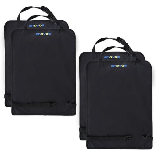 Enovoe Car Seat Protectors for Kids - 4 Pack Premium Quality Car Seat Cover Back Seat Offers Waterproof Protection from Mud and Scratches - 18" x 24" with Adjustable Straps and Games for Kids - color: Black (Multipocket), size: 4-Pack
