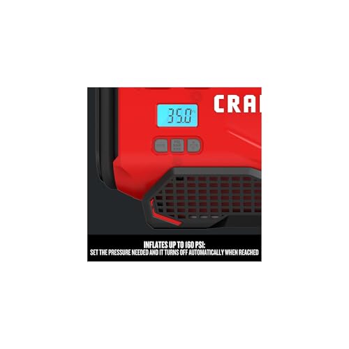 CRAFTSMAN V20 Tire Inflator Portable Air Compressor, Car Air Pump, 3 Modes Tire Pump: Cordless, 120V Corded, and 12V Car Adapter, Battery Sold Separately (CMCE520B)