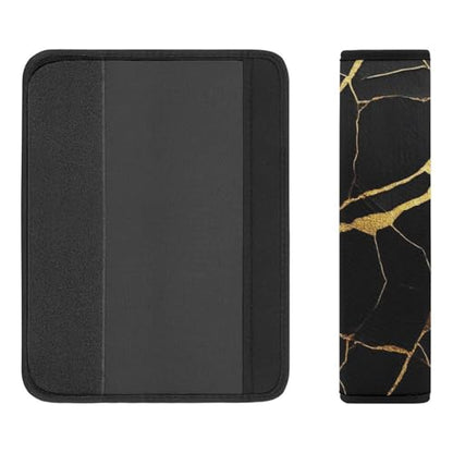 Fashion Car Seat Belt Covers Soft Cushion Pad Car Shoulder Strap Harness Pad Black Marble Gold Texture - color: Color346