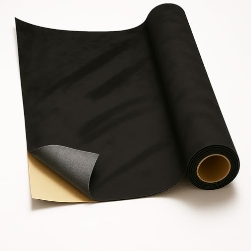 Self-Adhesive Suede Decorative Film for Car - Headliner/Dash/Door/Trunk | Stretchable & Scratchproof Ultra-Fiber Leather | DIY Peel & Stick 10"x59" Black Pro-Grade Curved (Black, 10"x59") - color: Black, size: 10"x59"