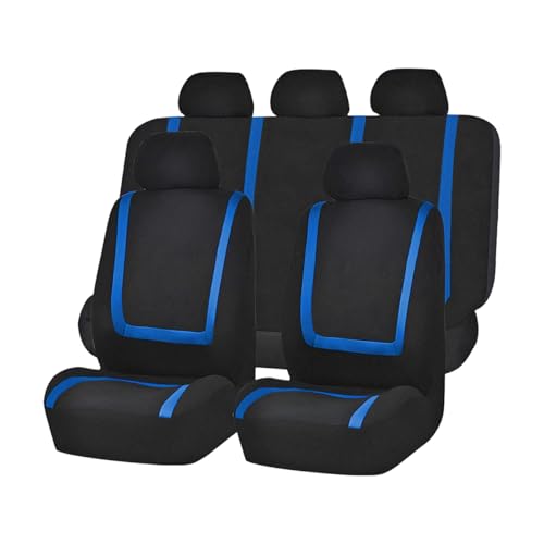 Zpana Car Seat Covers, Full Set Split Non-Slip Vehicle Front & Rear Seat Protector, Durable Comfortable Automotive Interior Chair Protective Cover, Universal for SUV Automobile Truck (Black/Blue) - color: Black/Blue, size: Full Set