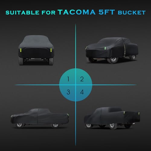 Car Cover Waterproof All Weather Full Outdoor Pickup Truck Cover Rain UV Protection, Size T1 Universal Fit for Ford Ranger/F150 Chevy C10 S10,Nissan Frontier,ect.(Fit Truck Length UP to 220inch) - size: T1 Fit Truck Length Up to 220 Inch