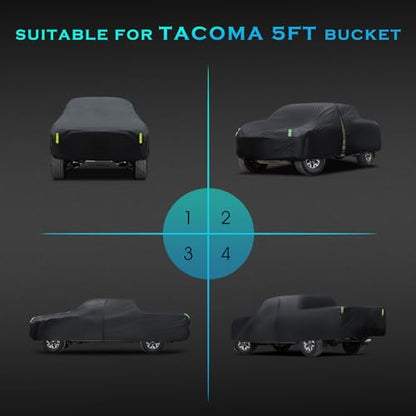 Car Cover Waterproof All Weather Full Outdoor Pickup Truck Cover Rain UV Protection, Size T1 Universal Fit for Ford Ranger/F150 Chevy C10 S10,Nissan Frontier,ect.(Fit Truck Length UP to 220inch) - size: T1 Fit Truck Length Up to 220 Inch
