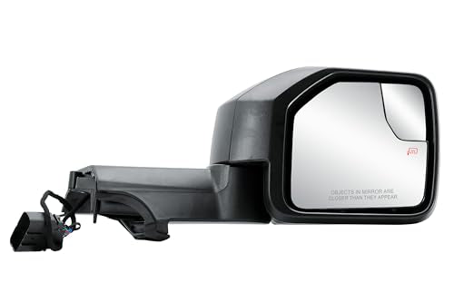 Passenger Right Side Door Mirror Power and Heated Glass with Convex Blind Spot Glass Textured Back Cover for Ford Bronco 2022-2025 - color: Passenger (RH) Side