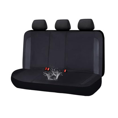 Flying Banner AquaShield Rear Bench car seat Covers Waterproof Water Resistant arm Rest Shoulder Seatbelt Compatible Truck Protectors Universal Non Slip (Black Black, Bench Cover Large Size) - color: Black Black, size: Rear Bench Large