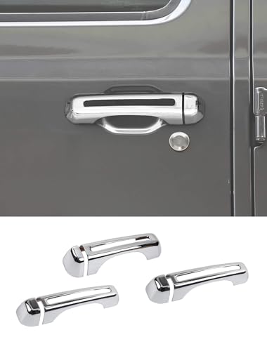 Savadicar 3-Piece Chrome Door Handle Cover Trim Kit for Jeep Wrangler JL JLU 4xe & Gladiator JT 2018-Present – Exterior Handle Cap Accent Accessories - color: Chrome, size: Front & Tailgate, style: Hollow