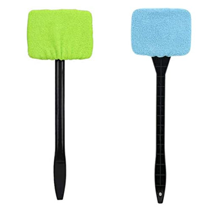 Inside Window Cleaning Tool Windshield Cleaner Car Inside Window Glass Cleaning Tool with Handle 2PCS Blue