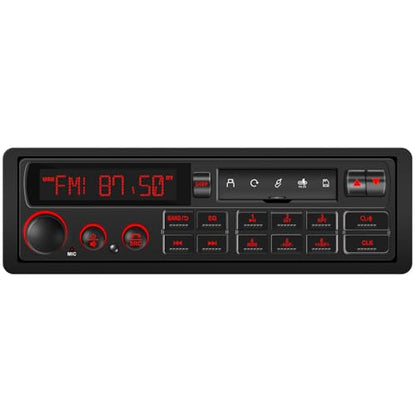 Single Din Retro Car Radio: European Style Stereo for Classic Vehicles - Bluetooth FM AM USB SD AUX USB-C Fast Charge 4-CHN 2 Subwoofer Outputs SWC