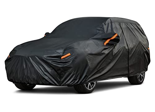 Kayme 7 Layers Heavy Duty SUV Car Cover Waterproof All Weather, Full Exterior Cover Outdoor Snow Sun Uv Protection with Zipper for Automobiles, Universal Fit for SUV Jeep (182-190 inch) - color: PE-Black, size: A5 Fit Suv Jeep-Length (182" To 190")