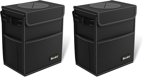 K KNODEL 2 Gallon Black Leak-Proof Waterproof Car Trash Can with Lid (Pack of 2) - color: Black, size: Medium (Pack of 2)