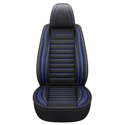 MINGBRON Leather Car Seat Covers Full Set, Universal Faux Leather Car Seat Covers 5 Seats, Automotive Seat Covers for Most Sedans SUVs Trucks, Front and Rear Seat Covers,Wine Red - color: Blue, size: 5 Seat Covers (Front & Rear)