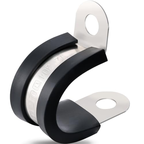 OURU 100PCS Cable Clamps 1/2 Inch 304 Stainless Steel Cable Clamps Rubber Coated Cushioned Insulated Cable Clamp,Automotive Wire Clamps,Pipe Clamps,Metal Clamp for Tube,Wire Cord Installation(13mm) - size: 100 PCS - 1/2 Inch